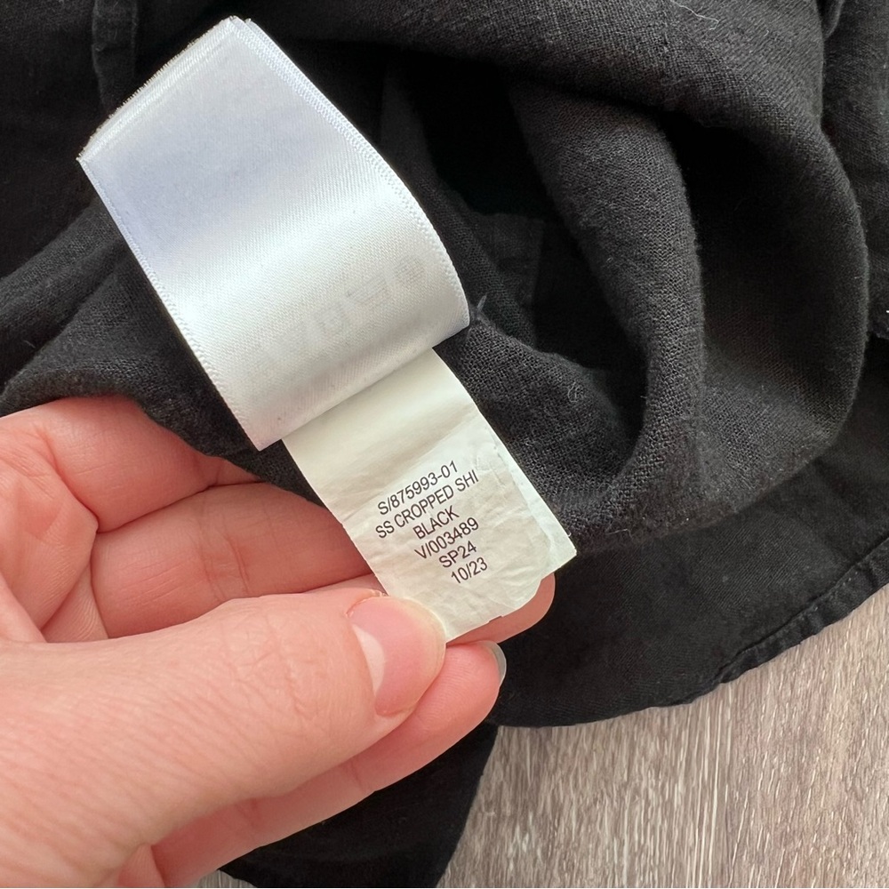 GAP linen blend crop shirt black button down‎ - Picture 7 of 8